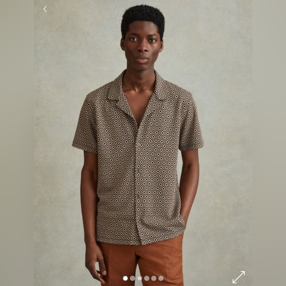 Reiss Short Sleeve Cuban Geometric Shirt - Picture 1 of 3